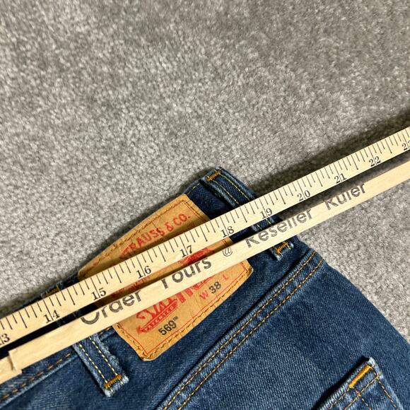 Levi's 569 Strauss Y2K Loose Baggy Size 38 Dark Wash Denim Jean Jorts Shorts - Picture 4 of 6